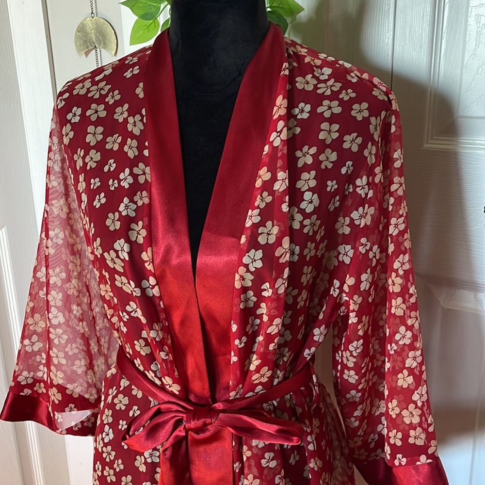 Red Satin trim Robe